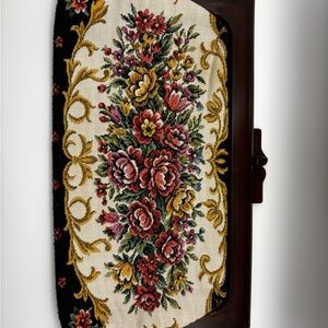 Floral Tapestry with Wooden Frame